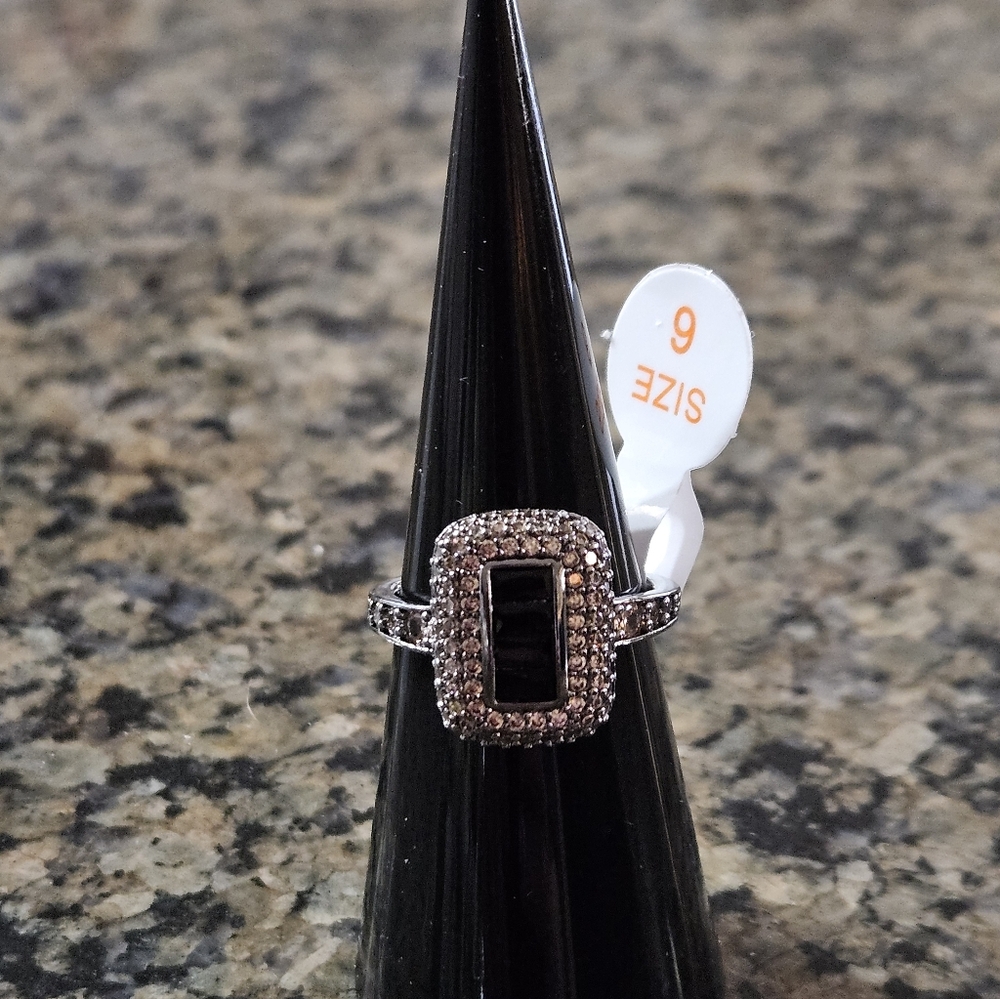 Bomb Party RG30977 “Enchant My Dreams” Black Onyx Cubic Zirconia Sz 6